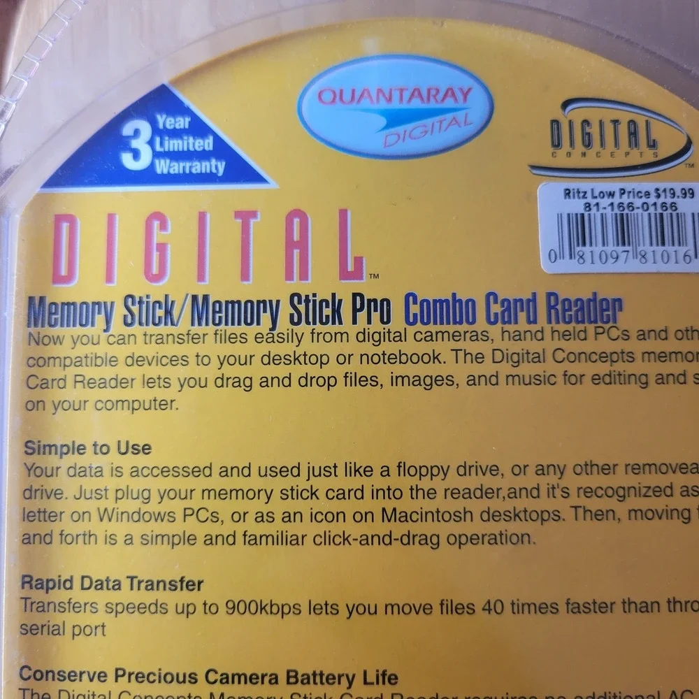 Quantaray USB 2.0 Memory Stick Pro Card Reader Writer New Sealed